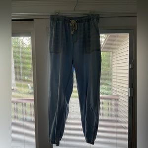 Lightweight women’s denim jogger style pants.